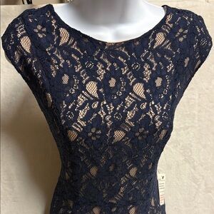 VENUS Midnight Blue Floral Lace Dress